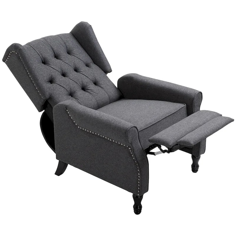 Grauer moderner 26-Zoll-Relaxsessel mit Polsterknopfheftung