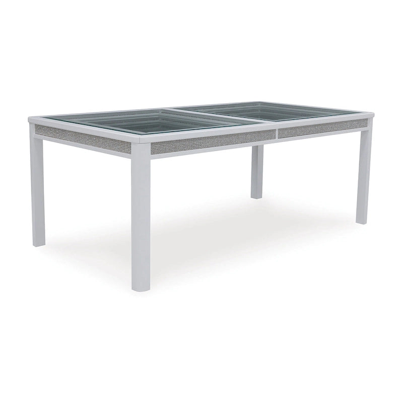 Weiß-grüner rechteckiger Esstisch mit Ausziehfunktion - 42W x 96D x 30H