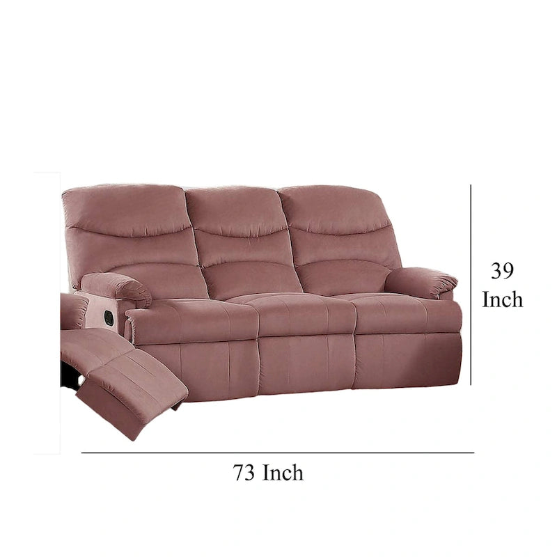 Sofa z manualną funkcją rozkładania, welur w kolorze pudrowego różu, lite drewno, 73 cale