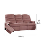 Sofa z manualną funkcją rozkładania, welur w kolorze pudrowego różu, lite drewno, 73 cale