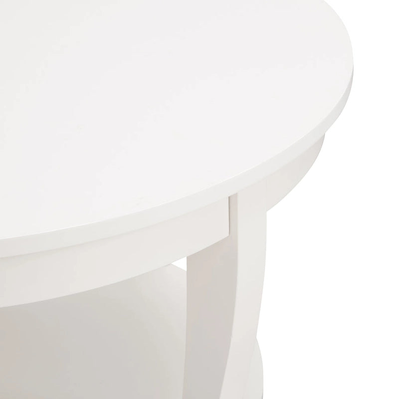 Παραδοσιακό στρογγυλό τραπεζάκι σαλονιού, ξύλινο κεντρικό τραπέζι με ανοιχτά ράφια αποθήκευσης, για σαλόνι, υπνοδωμάτιο, διαμέρισμα, στούντιο