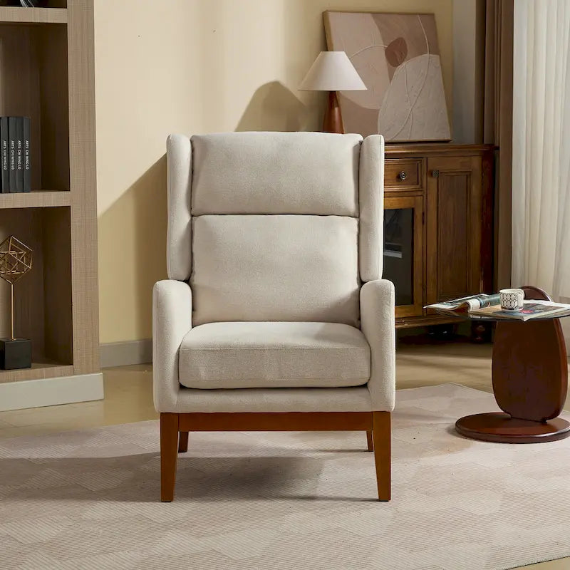 Fauteuil à dossier haut rembourré de 26.18 avec pieds en bois