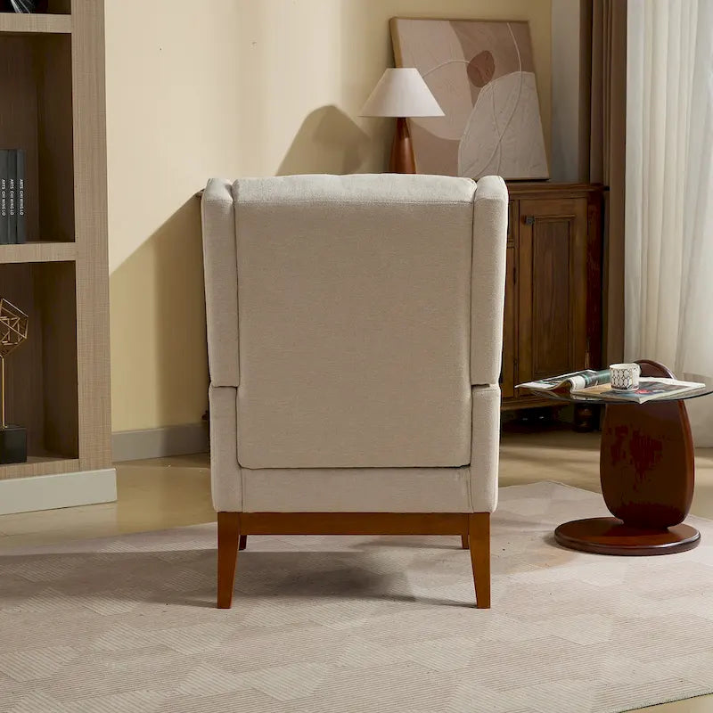 Fauteuil à dossier haut rembourré de 26.18 avec pieds en bois
