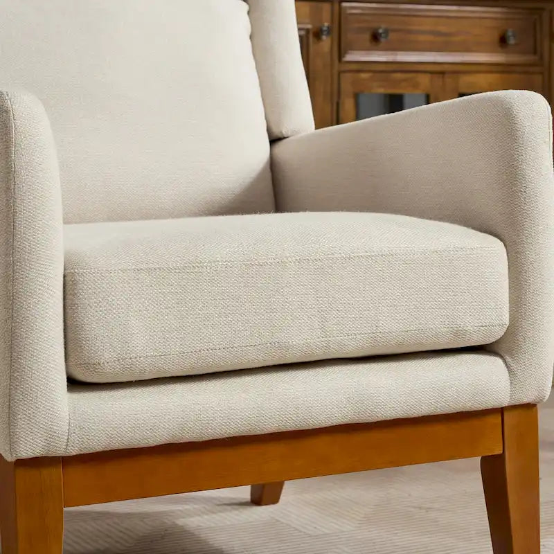 Fauteuil à dossier haut rembourré de 26.18 avec pieds en bois