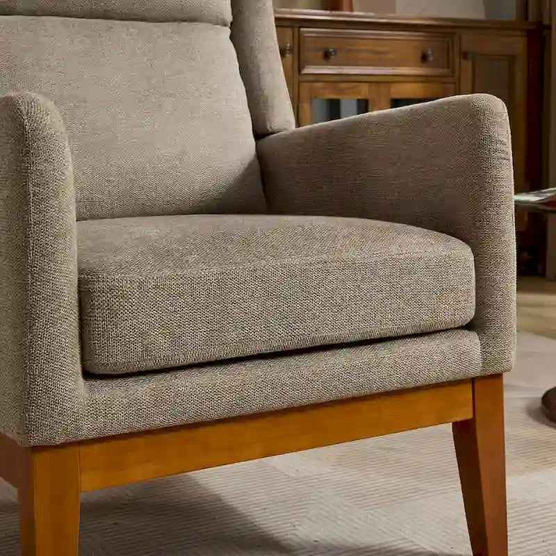 Fauteuil à dossier haut rembourré de 26.18 avec pieds en bois