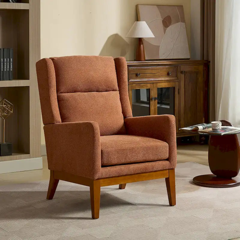 Fauteuil à dossier haut rembourré de 26.18 avec pieds en bois