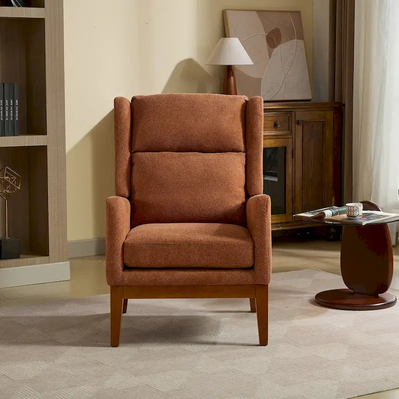 Fauteuil à dossier haut rembourré de 26.18 avec pieds en bois