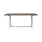 Mesa tradicional de estilo rústico de madera de acacia con patas - marrón oscuro + blanco