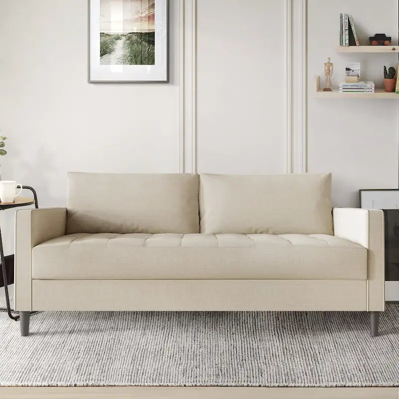 Zeitgemäßes minimalistisches Sofa mit Leinenbezug