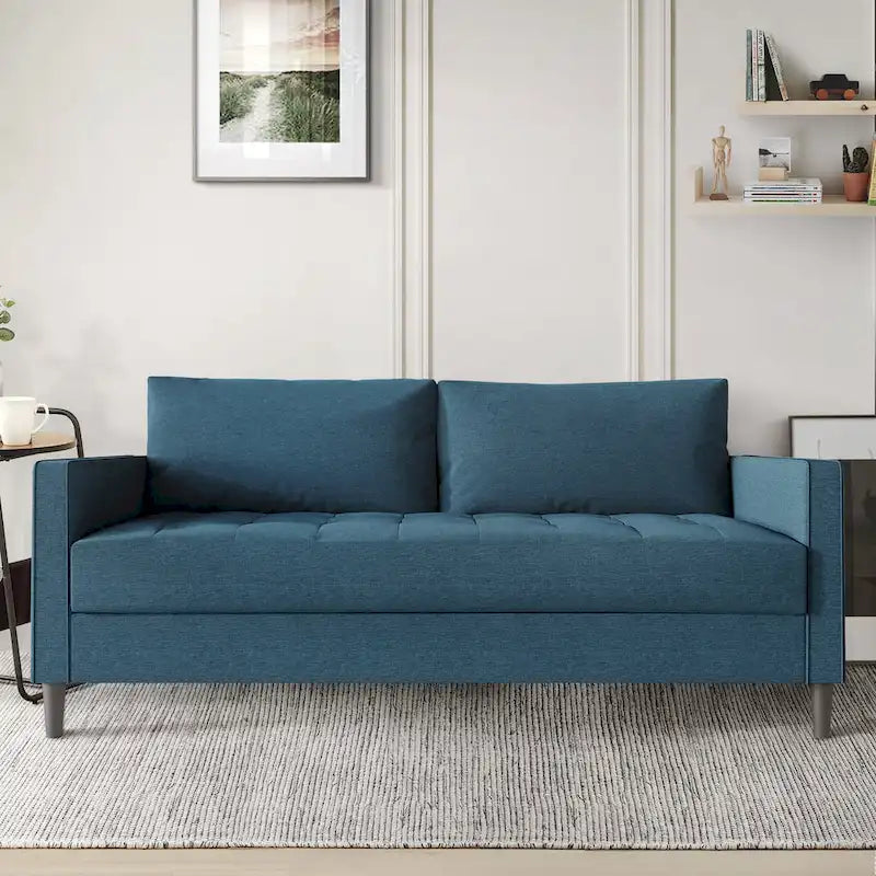 Zeitgemäßes minimalistisches Sofa mit Leinenbezug