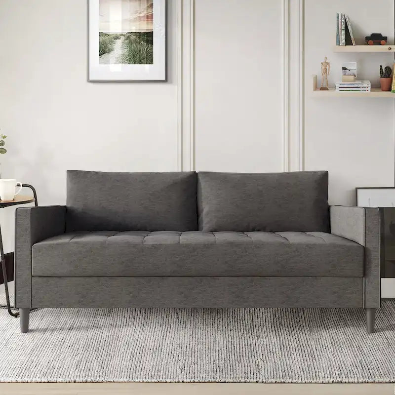 Zeitgemäßes minimalistisches Sofa mit Leinenbezug