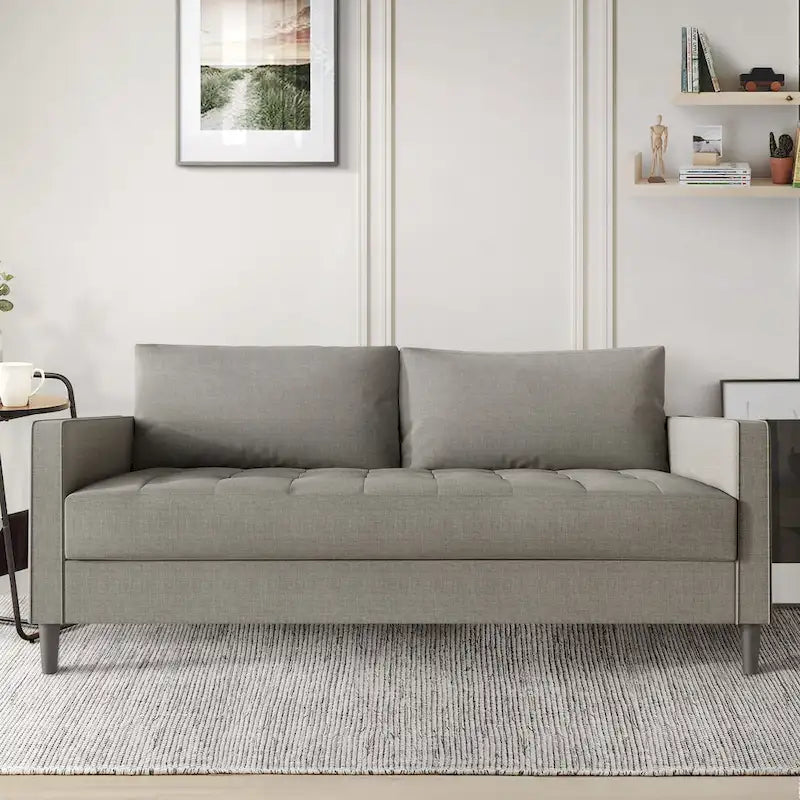 Zeitgemäßes minimalistisches Sofa mit Leinenbezug