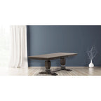 Double Transitional Base Dining Table In Antique Grey