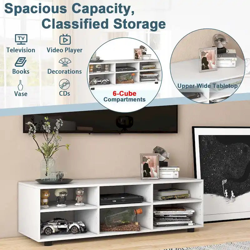 Medienschrank und Entertainment-Center mit 6 Fächern und verstellbaren Regalböden