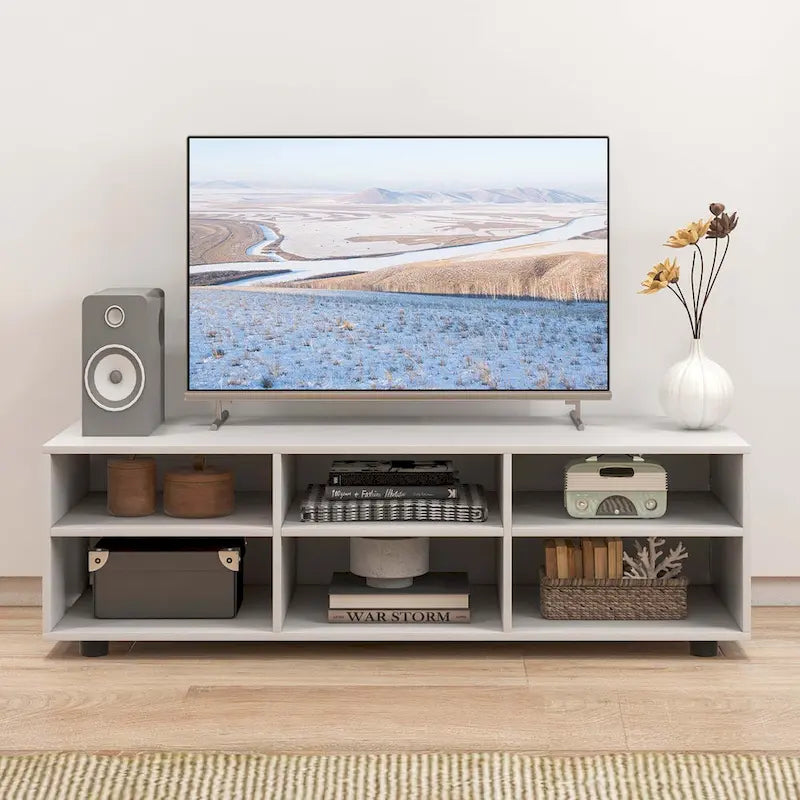 Medienschrank und Entertainment-Center mit 6 Fächern und verstellbaren Regalböden