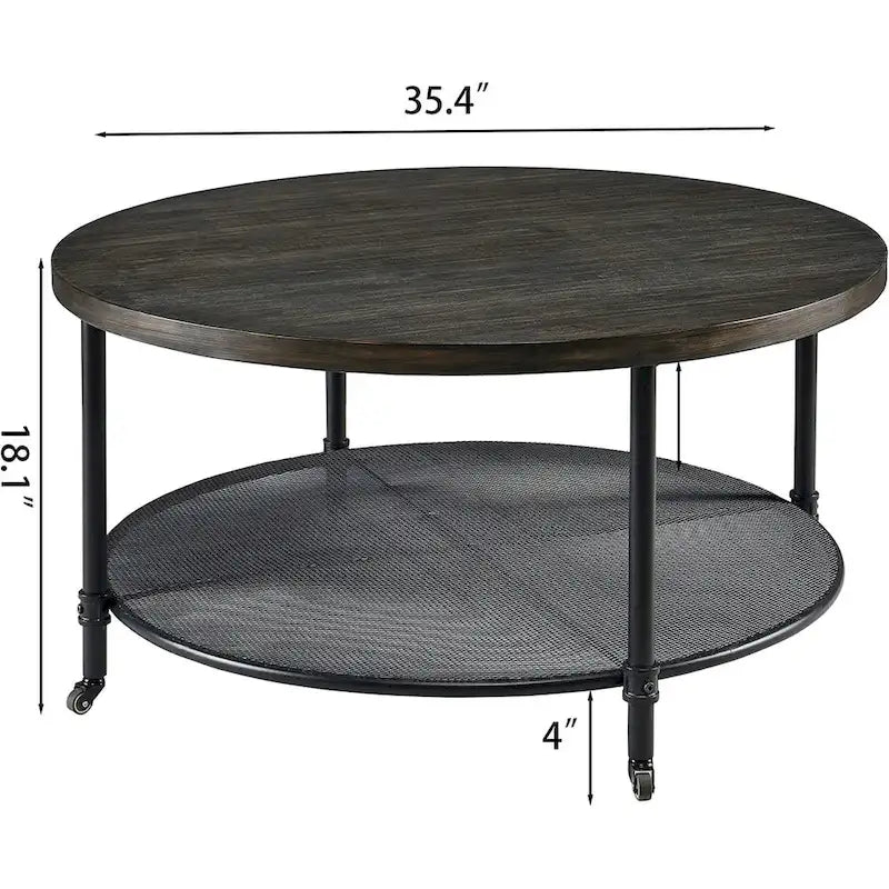Runder industrieller Couchtisch mit Rollen