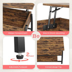 Ovaler Couchtisch aus Holz mit anhebbarer Tischplatte und versteckten Ablagefächern - 41.5 Zoll