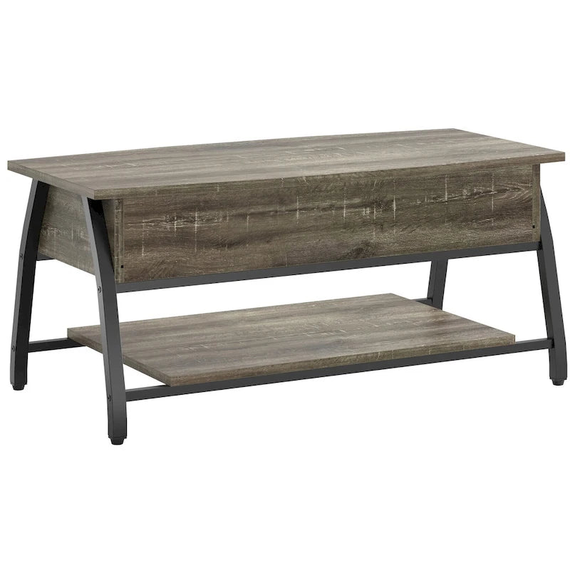 Ovaler Couchtisch aus Holz mit anhebbarer Tischplatte und versteckten Ablagefächern - 41.5 Zoll