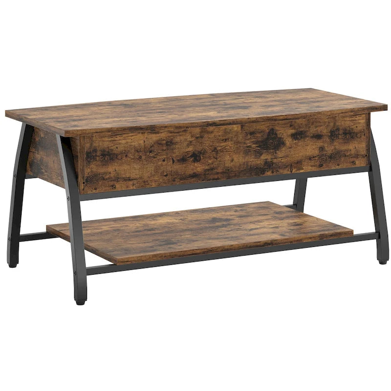 Ovaler Couchtisch aus Holz mit anhebbarer Tischplatte und versteckten Ablagefächern - 41.5 Zoll