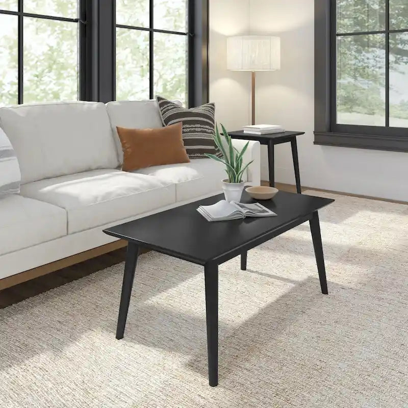 Mesa de centro rectangular moderna de mediados de siglo con patas de pino - 40
