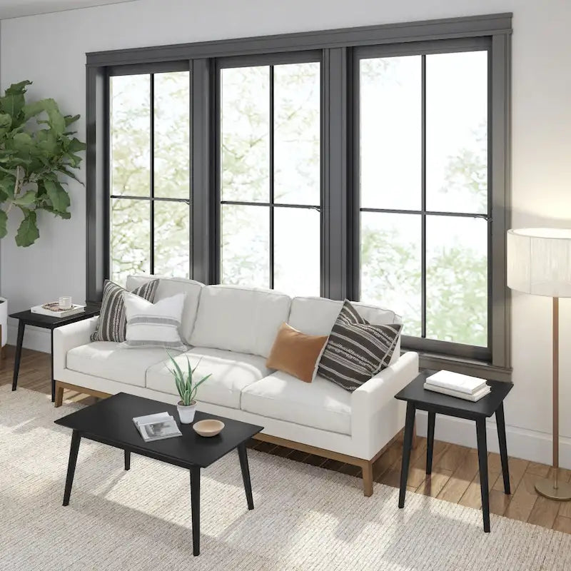 Mesa de centro rectangular moderna de mediados de siglo con patas de pino - 40