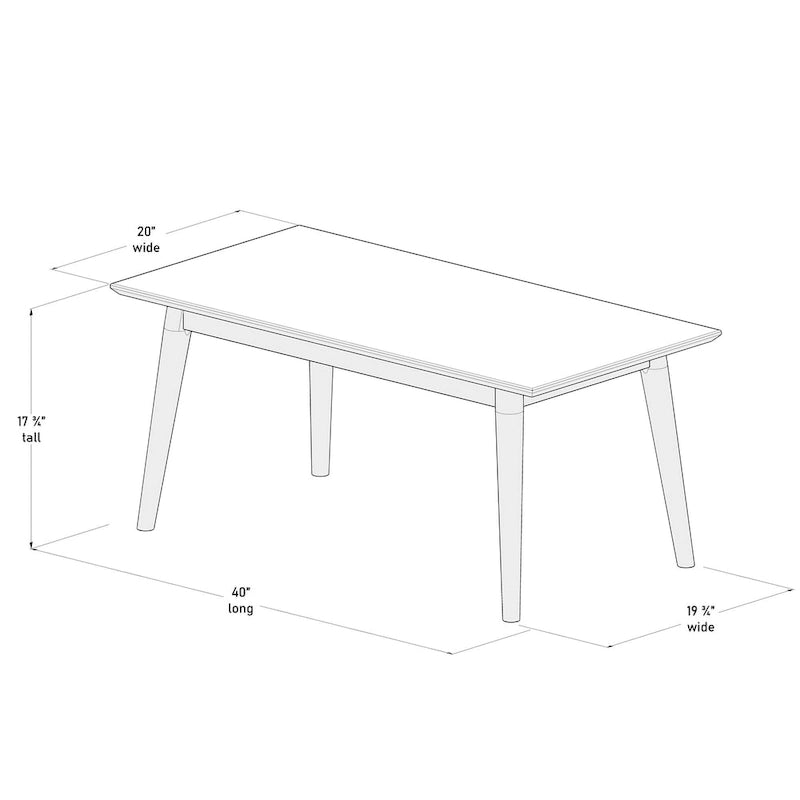 Mesa de centro rectangular moderna de mediados de siglo con patas de pino - 40