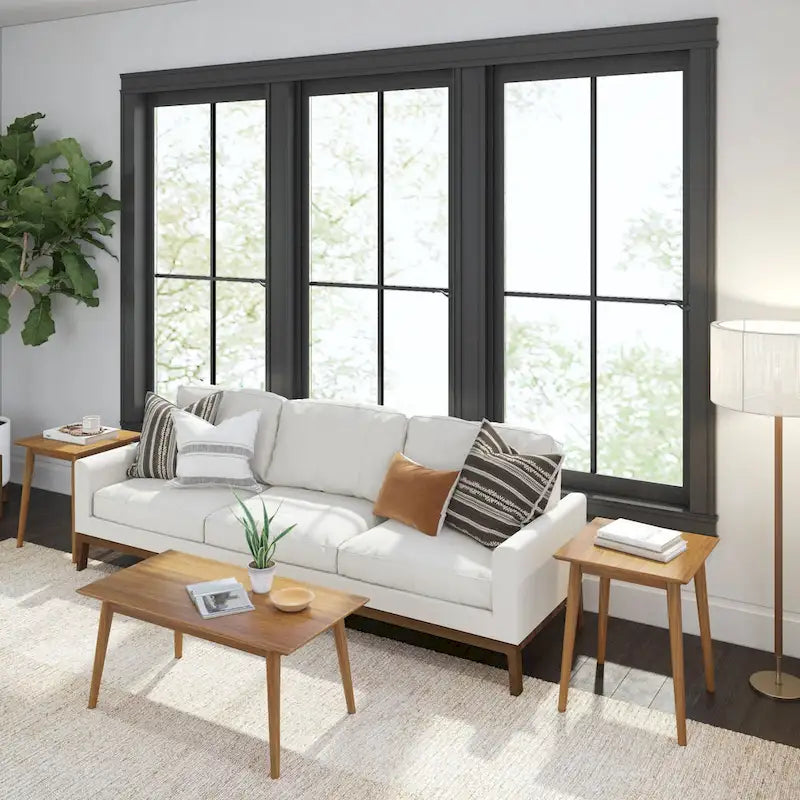 Mesa de centro rectangular moderna de mediados de siglo con patas de pino - 40