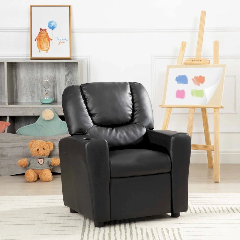 Kinder-Relaxsessel aus PVC mit Zurücklehnfunktion, Getränkehalter und bequemem Fußteil
