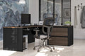 Scrivania in laminato a forma di L con cassettiere portadocumenti laterali