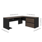 Scrivania in laminato a forma di L con cassettiere portadocumenti laterali