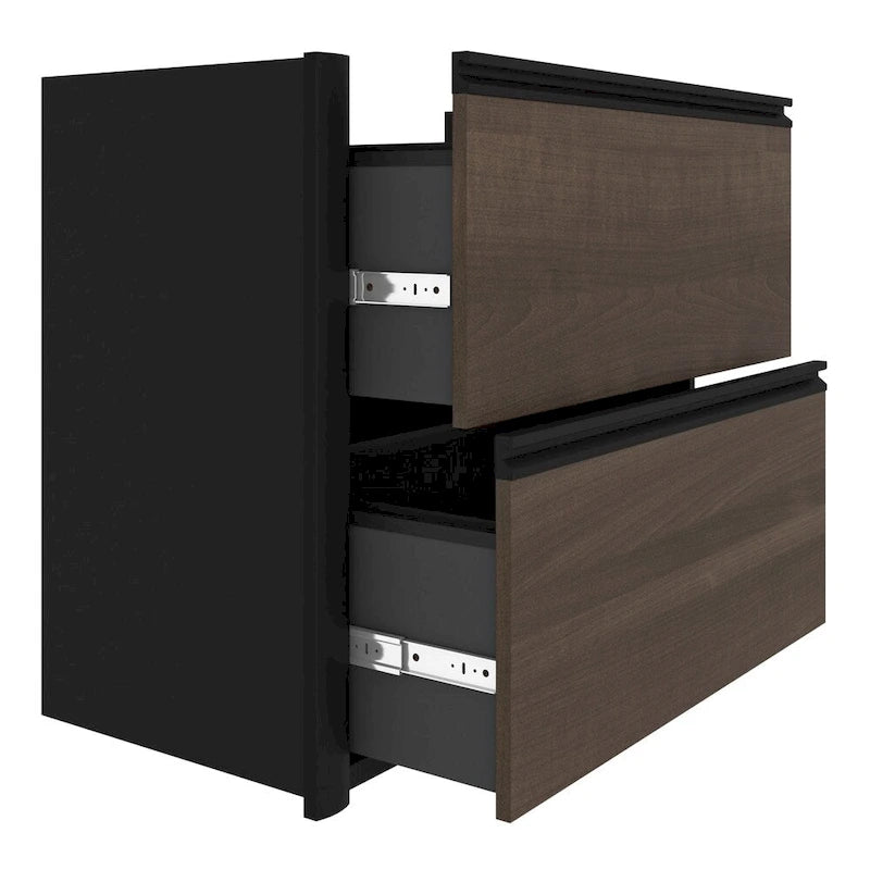 Scrivania in laminato a forma di L con cassettiere portadocumenti laterali