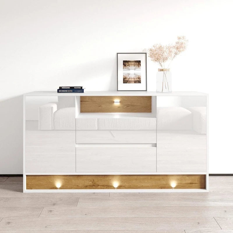 63 modernes Sideboard-Buffet mit ferngesteuerter LED-Beleuchtung