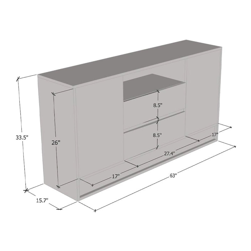 63 modernes Sideboard-Buffet mit ferngesteuerter LED-Beleuchtung