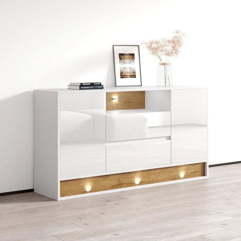 63 modernes Sideboard-Buffet mit ferngesteuerter LED-Beleuchtung