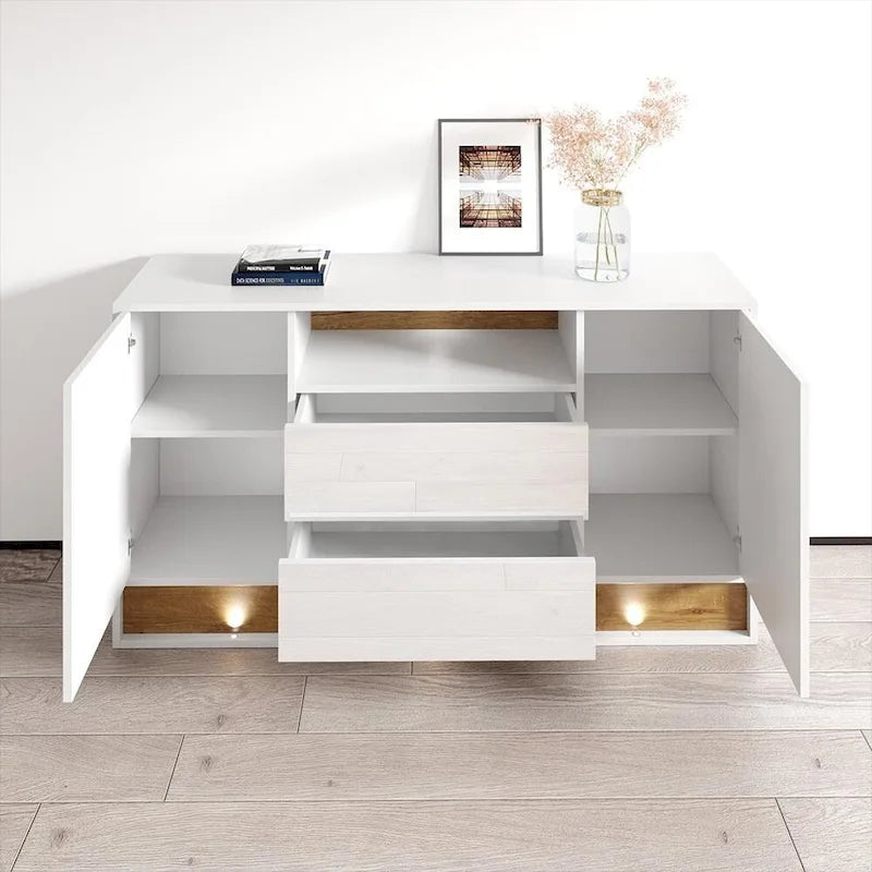 63 modernes Sideboard-Buffet mit ferngesteuerter LED-Beleuchtung