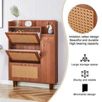 Nowoczesna minimalistyczna szafka na buty z rattanowym frontem i siedziskiem, mały mebel do domu, odpowiedni do korytarzy i salonów