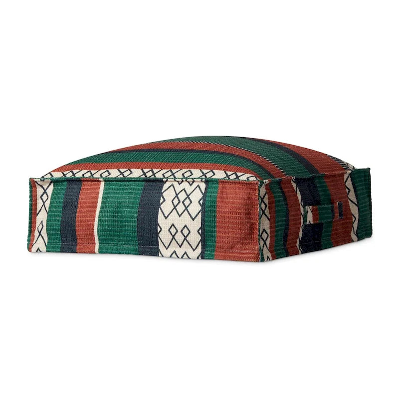 Cuscino da pavimento boho in poliestere a righe con cerniera