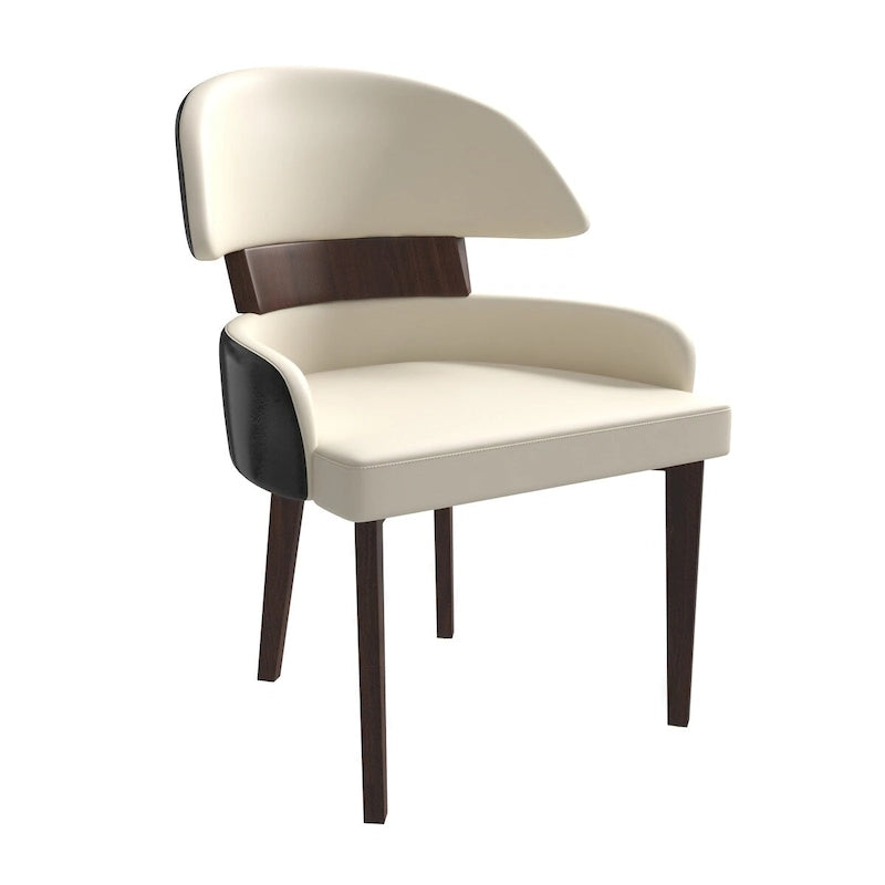 Ledersessel mit gebogener Rückenlehne aus Kautschukholz für das Esszimmer