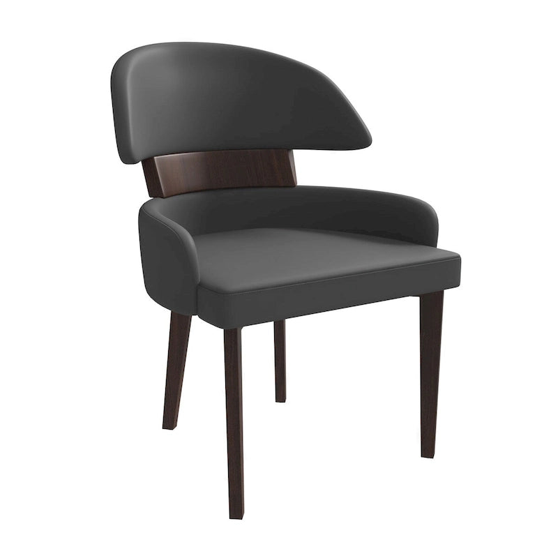 Ledersessel mit gebogener Rückenlehne aus Kautschukholz für das Esszimmer
