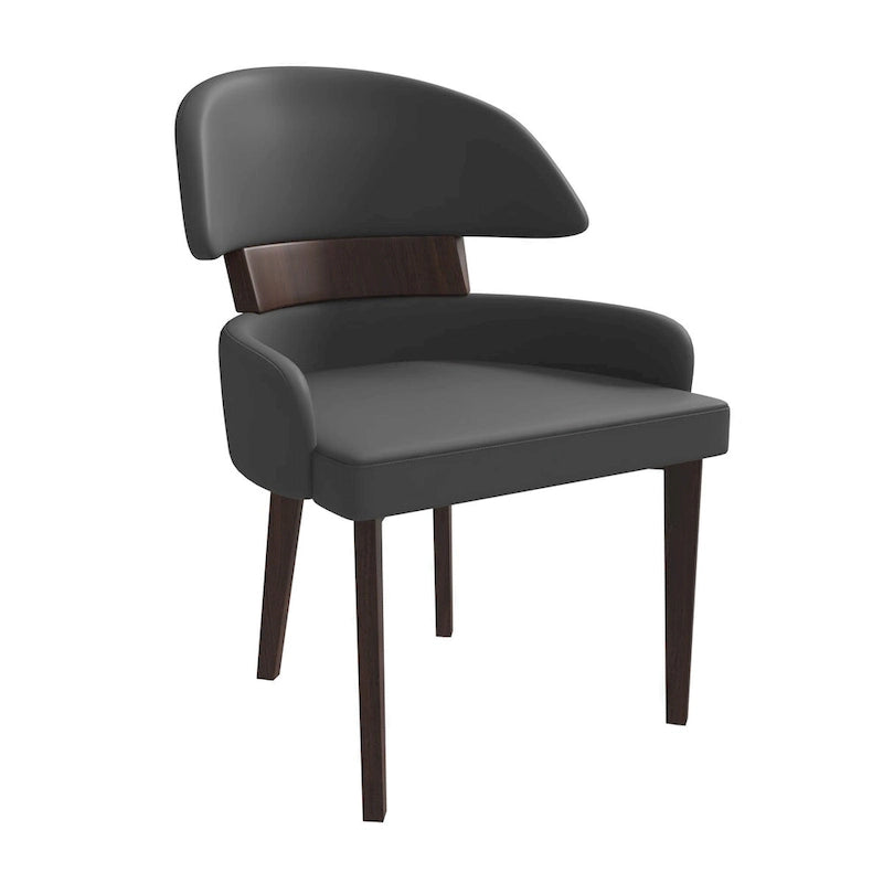 Ledersessel mit gebogener Rückenlehne aus Kautschukholz für das Esszimmer