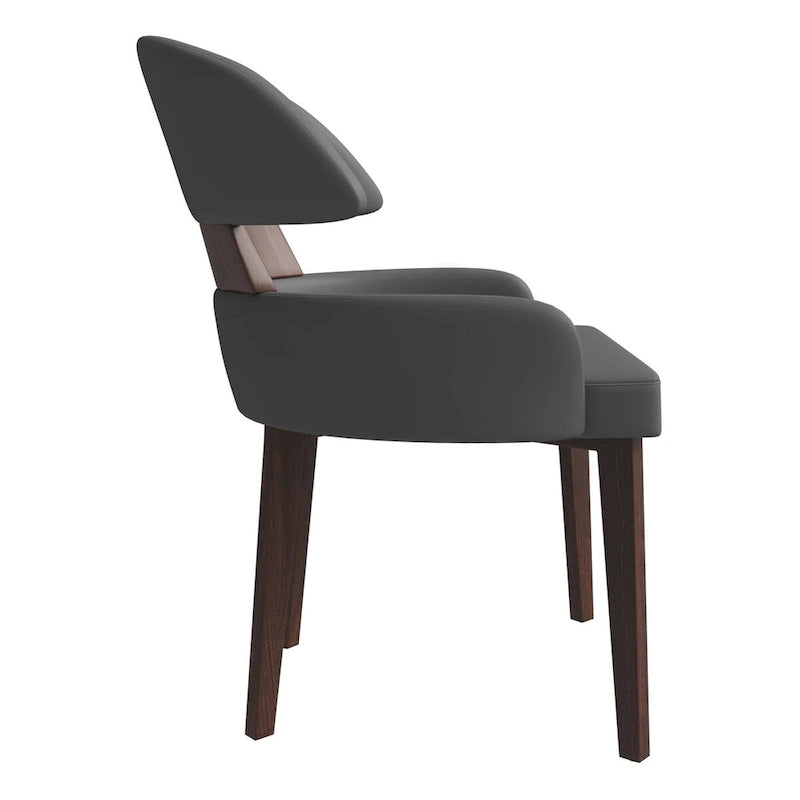 Ledersessel mit gebogener Rückenlehne aus Kautschukholz für das Esszimmer