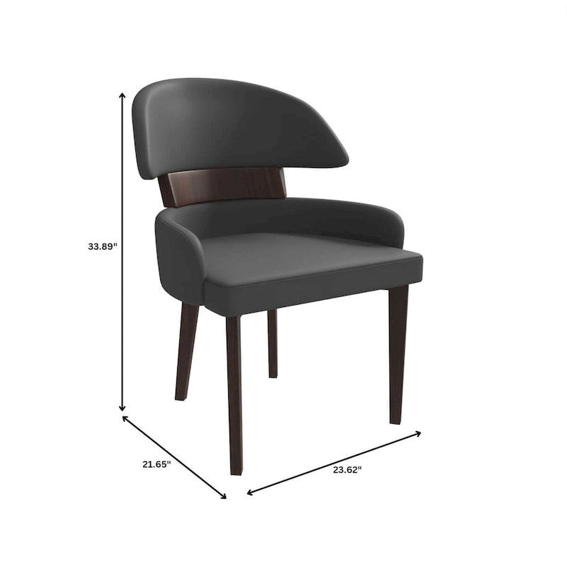 Ledersessel mit gebogener Rückenlehne aus Kautschukholz für das Esszimmer