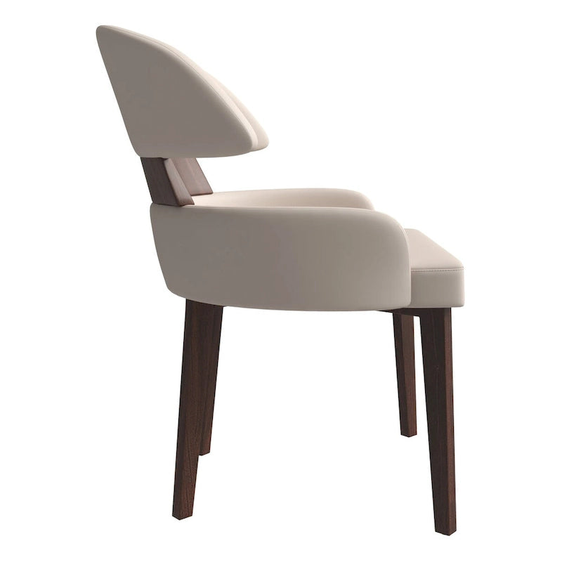 Ledersessel mit gebogener Rückenlehne aus Kautschukholz für das Esszimmer
