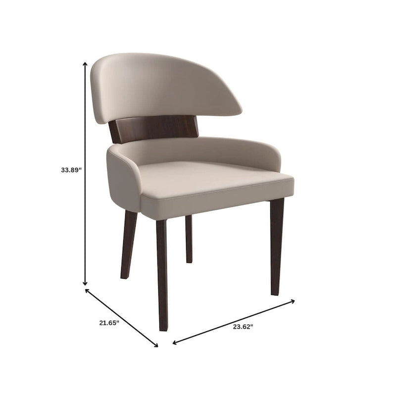 Ledersessel mit gebogener Rückenlehne aus Kautschukholz für das Esszimmer