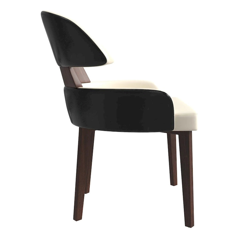 Ledersessel mit gebogener Rückenlehne aus Kautschukholz für das Esszimmer