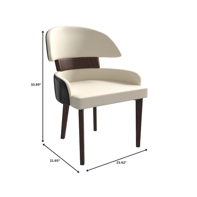 Ledersessel mit gebogener Rückenlehne aus Kautschukholz für das Esszimmer