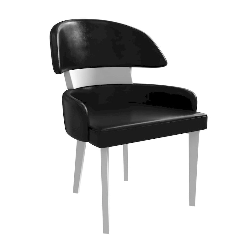 Ledersessel mit gebogener Rückenlehne aus Kautschukholz für das Esszimmer