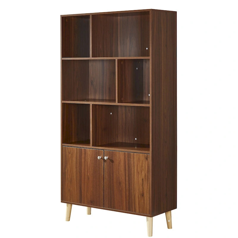 Bücherregal aus MDF mit Türen und offenen Regalböden