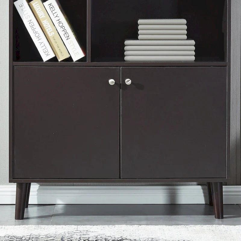 Librero de MDF con puertas y estantes abiertos