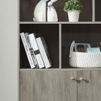 Librero de MDF con puertas y estantes abiertos